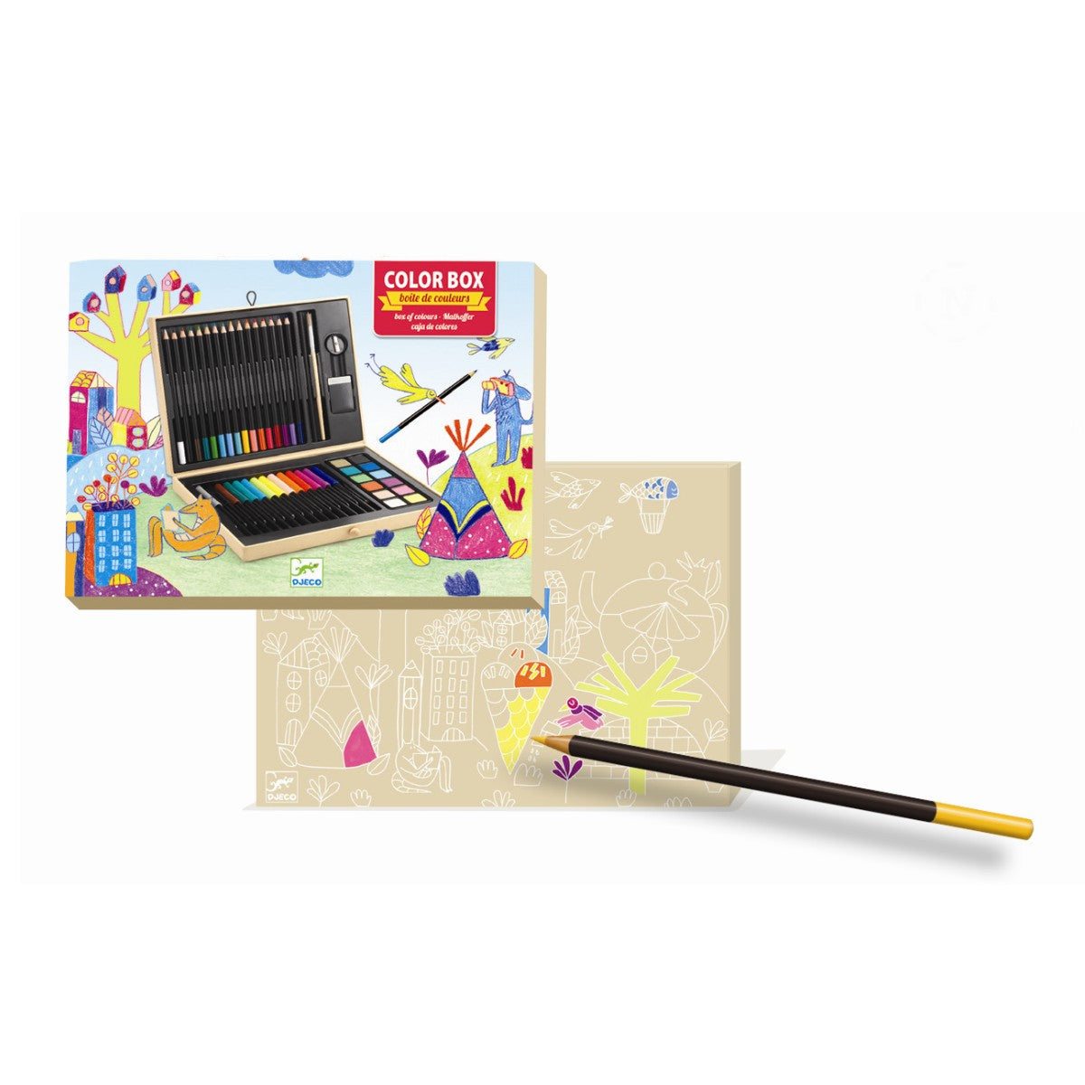 Djeco koffert m. tegneredskaper og farger, liten