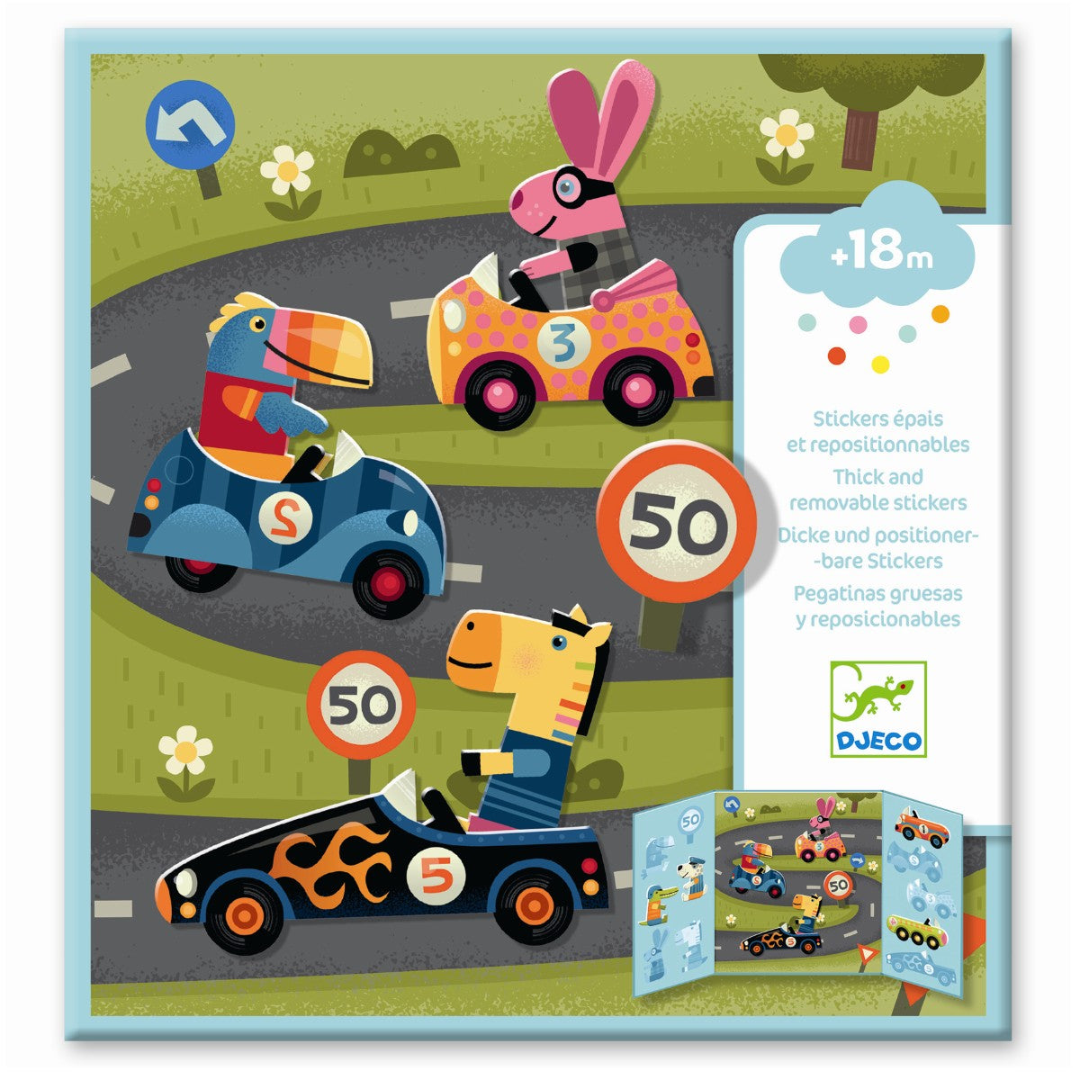 Djeco gjenbrukbare stickers, Biler