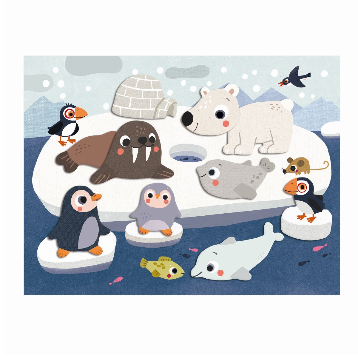 Djeco aktivitetssett - kreativ collage, dyr