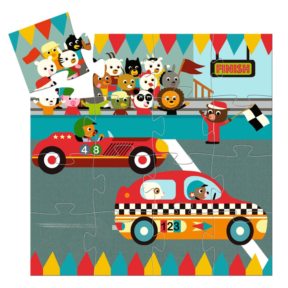 Djeco silhuettpuslespill, Racerbilen - 16 brikker