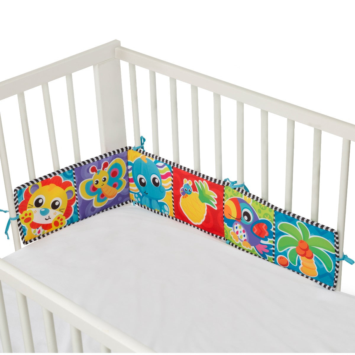 Playgro aktivitetsleketøy, Tummy Time vendbar stoffbok med speil