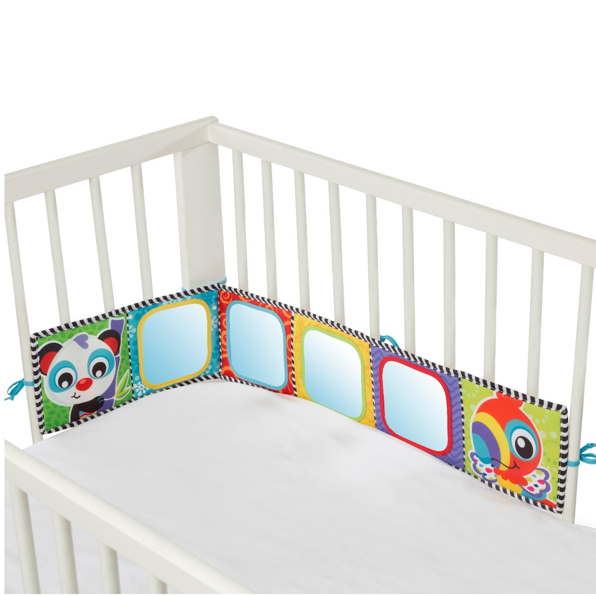 Playgro aktivitetsleketøy, Tummy Time vendbar stoffbok med speil