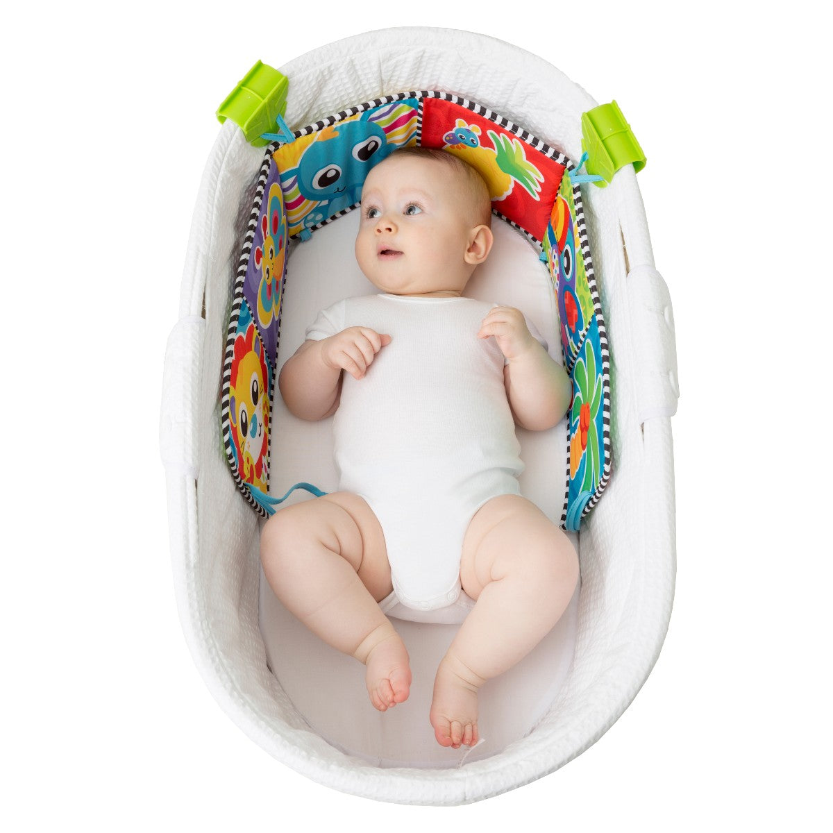 Playgro aktivitetsleketøy, Tummy Time vendbar stoffbok med speil