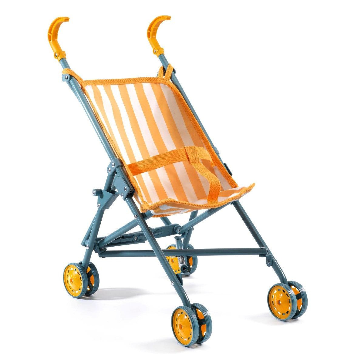 Djeco Pomea dukkeklapvogn Sunshine, orange og blå stribet
