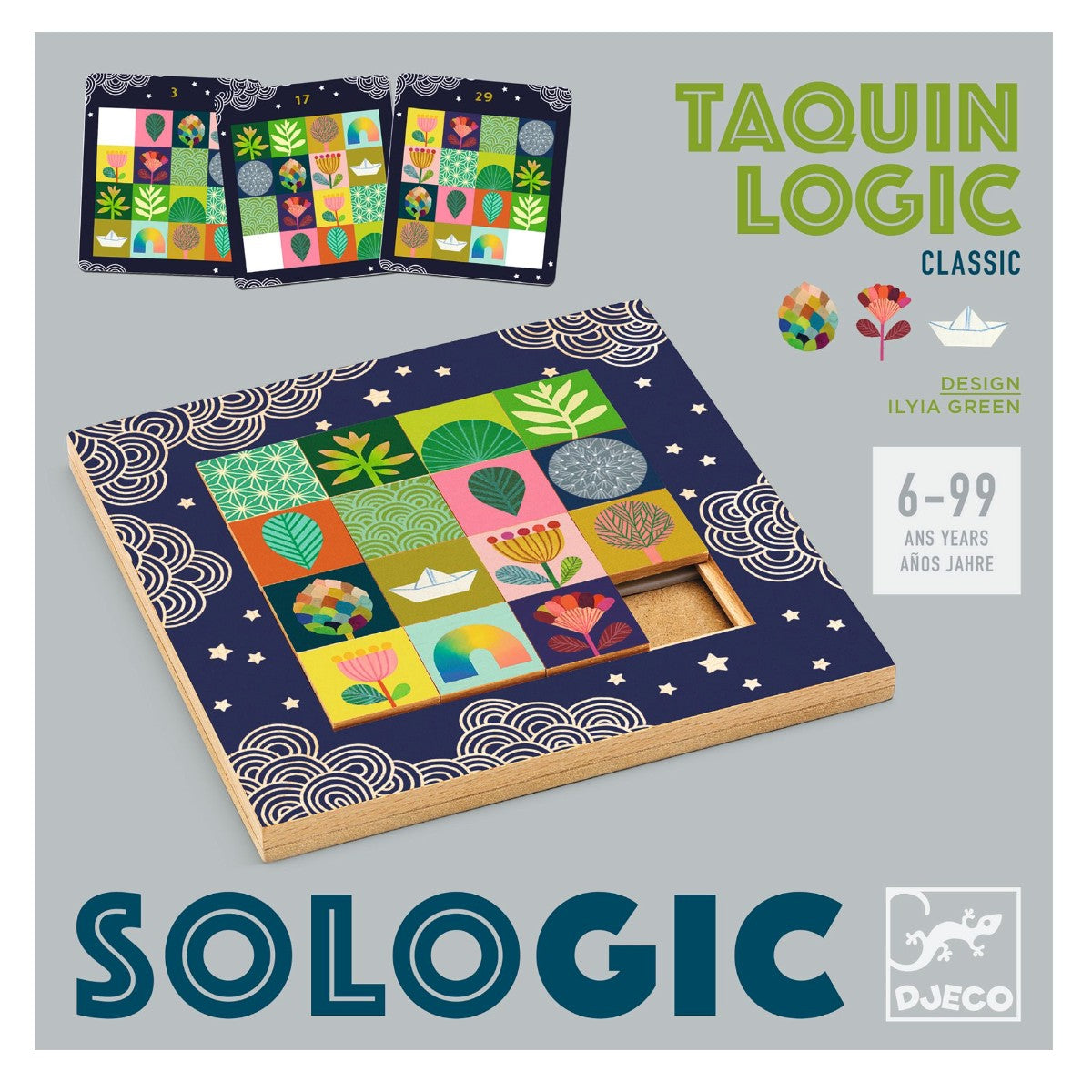 Djeco Sologic Taquin Logic spil med farverige brikker