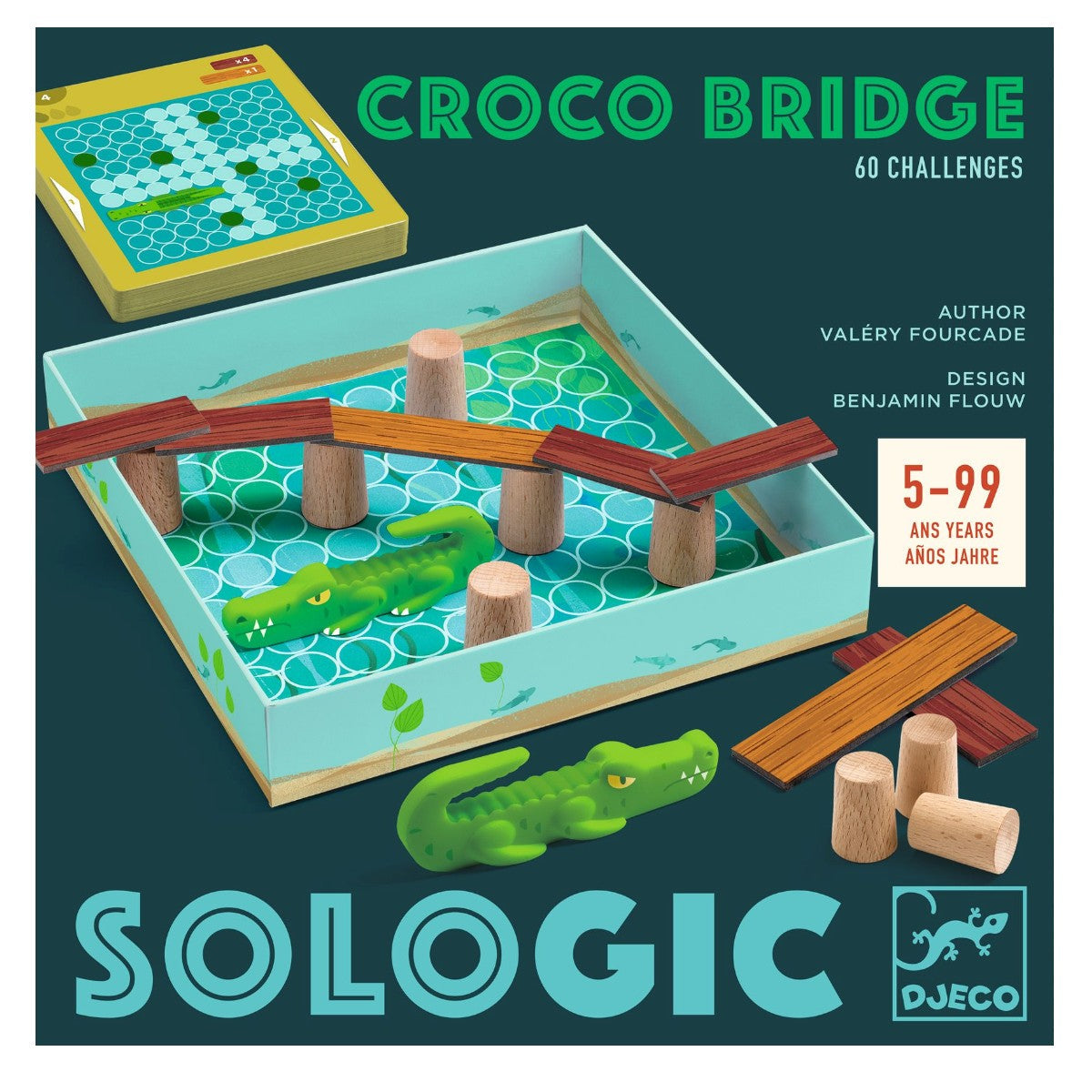 Djeco Sologic Croco Bridge spil med brobygning over krokodiller