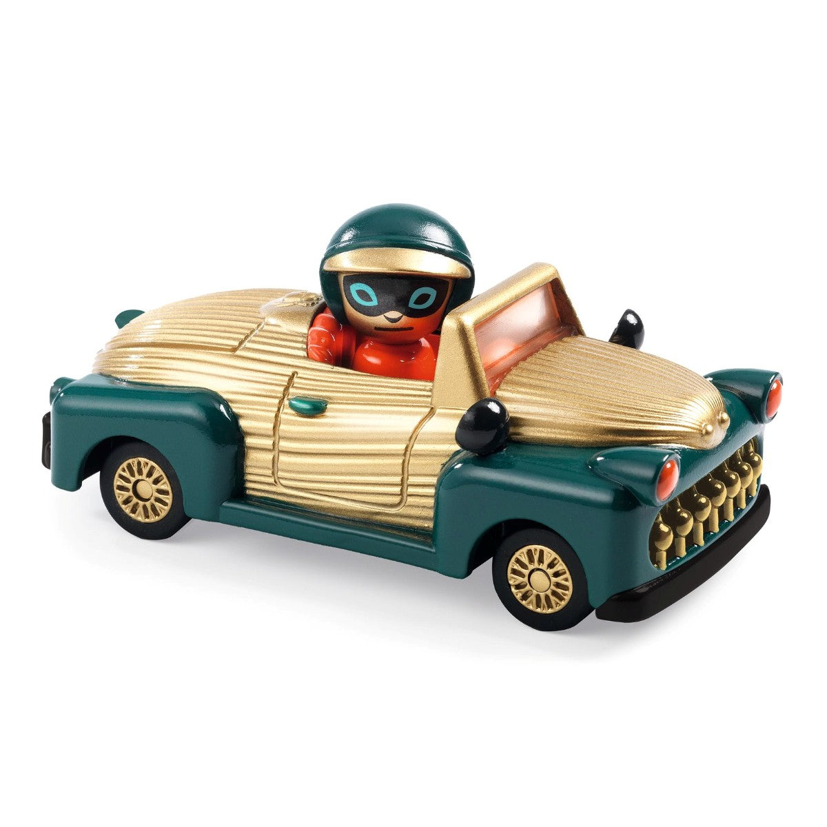 Djeco Crazy Motors, Royal Scarab miniatyrbil foran et produktbeskrivelsesfelt
