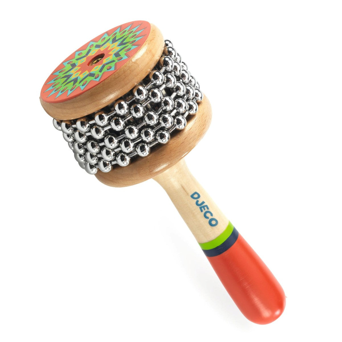 Djeco Mini Cabassa instrument i træ med farverigt håndtag