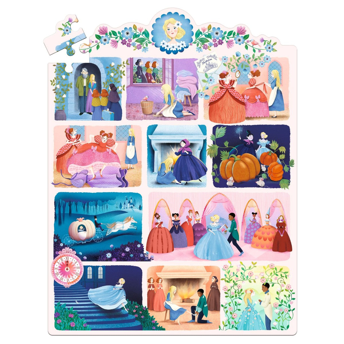 Djeco puslespill, Story puzzle, Askepott - 54 brikker