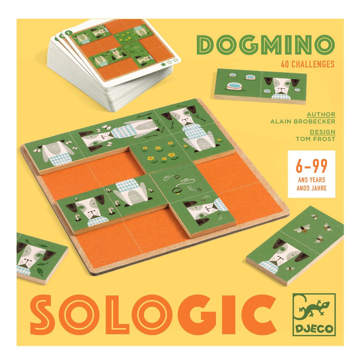 Djeco Sologic Dogmino æske med spil og brikker for børn