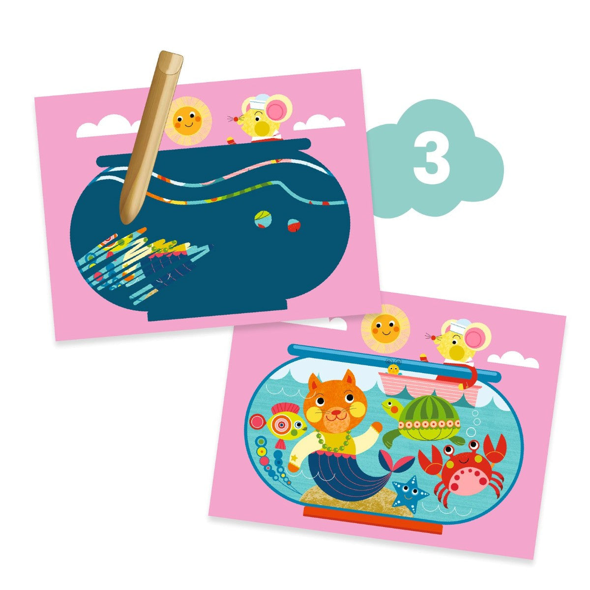 Djeco kreativ aktivitetsboks, Katt og hennes venner - Fra 18 mnd.