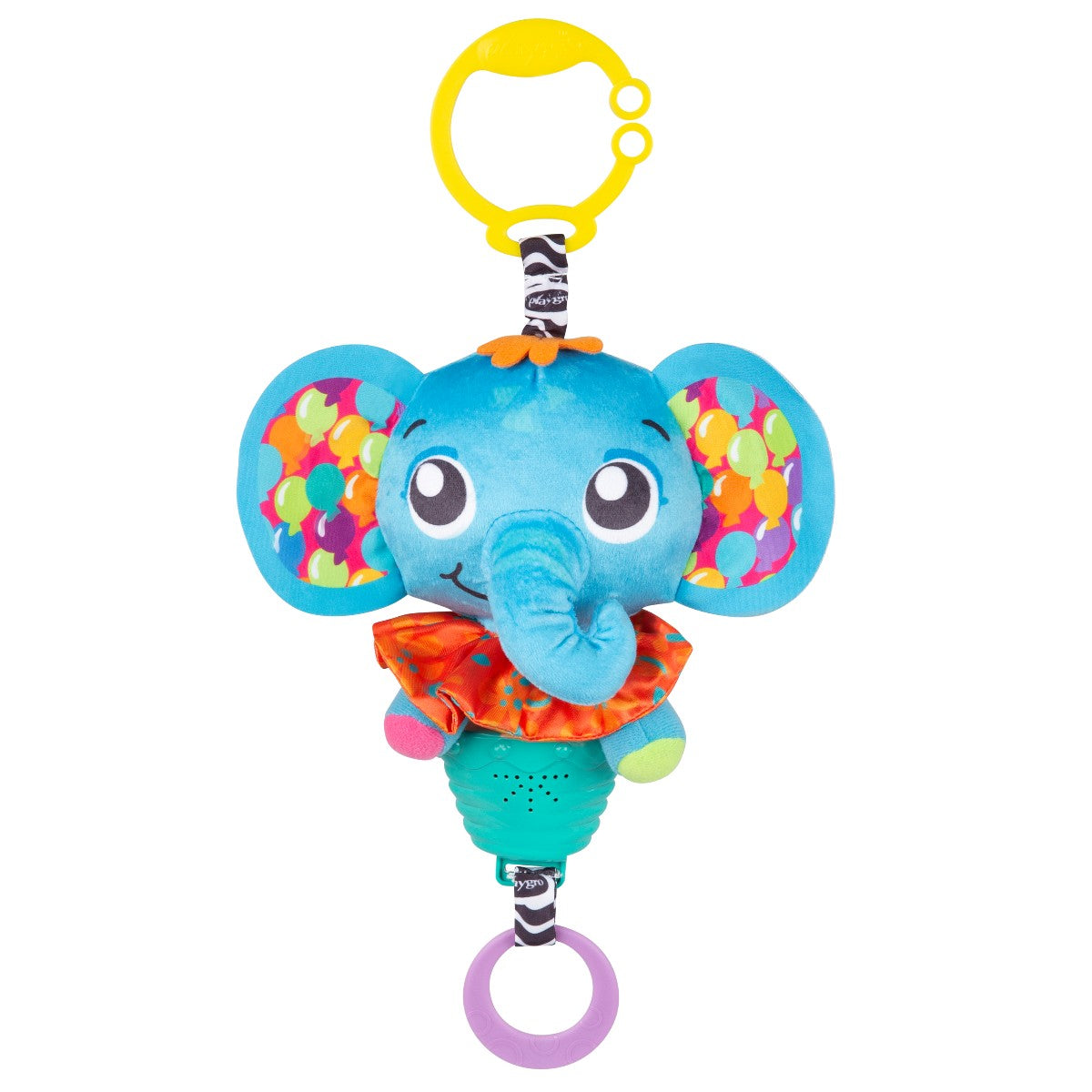 Playgro spilledåse, blå elefant Elly, med musik og ophæng