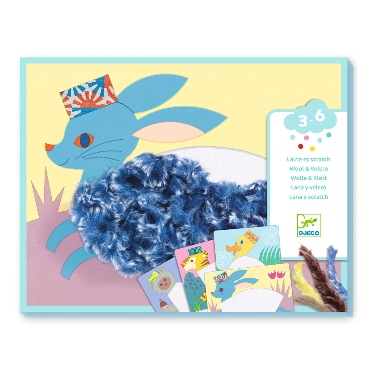 Djeco Kreativt sett med ullgarn, Fluffy dyr
