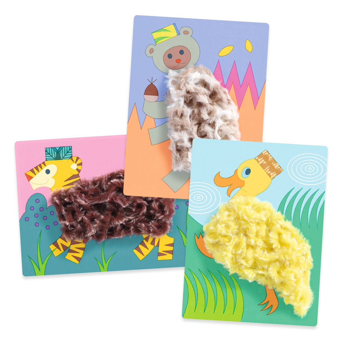 Djeco Kreativt sett med ullgarn, Fluffy dyr