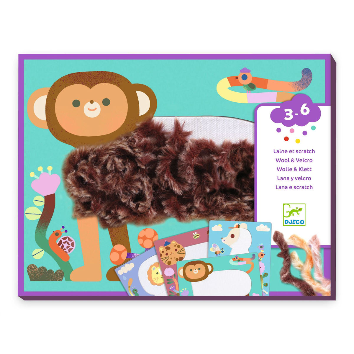 Djeco Kreativt sett med ullgarn, Fluffy venner