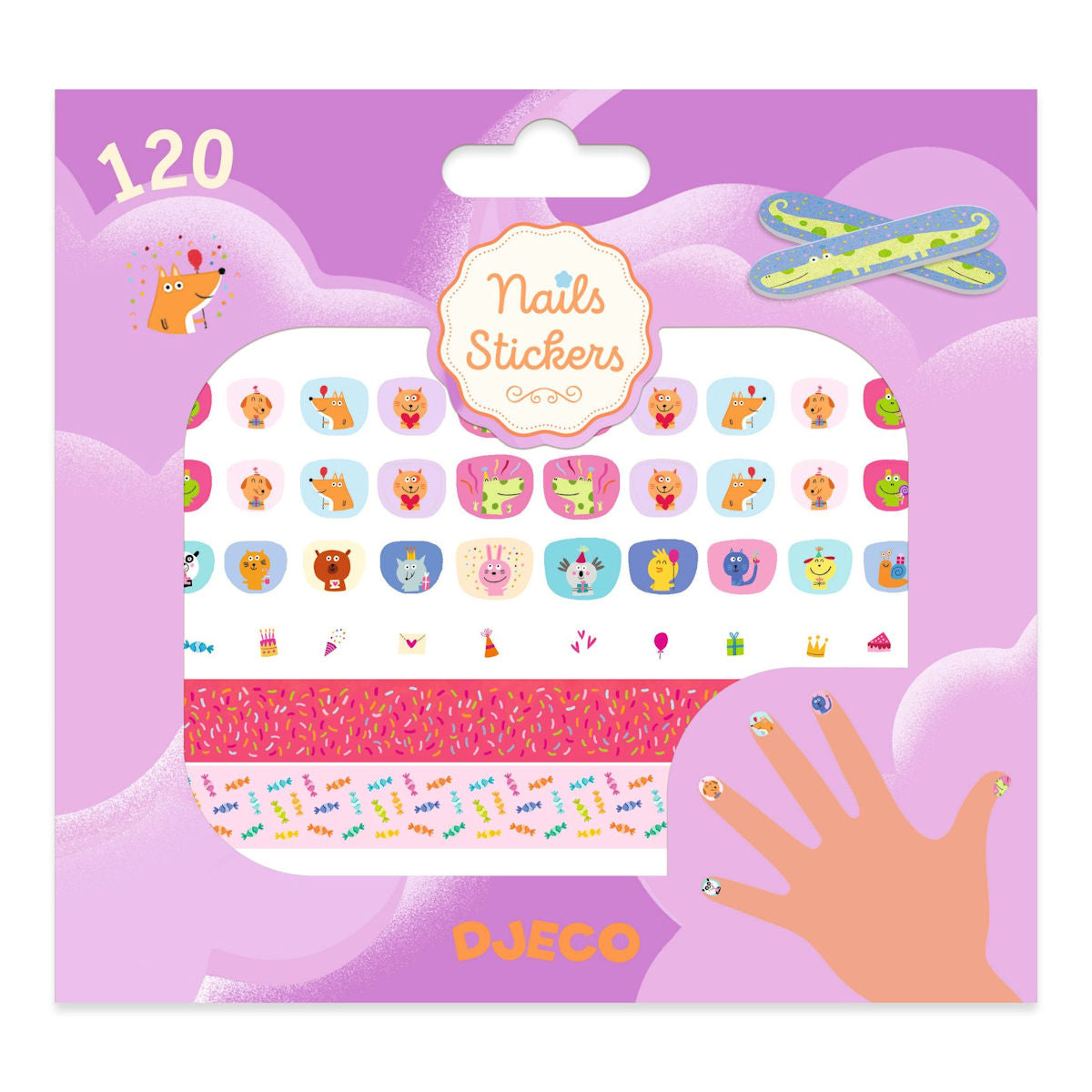 Djeco neglestickers Happy Birthday med farverige motiver til børn