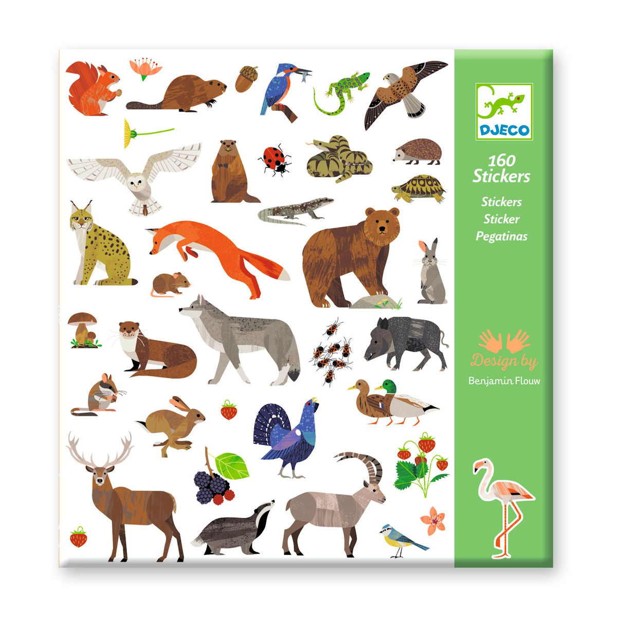 Djeco klistermærker, Fauna med illustrationer af forskellige dyr fra Europa