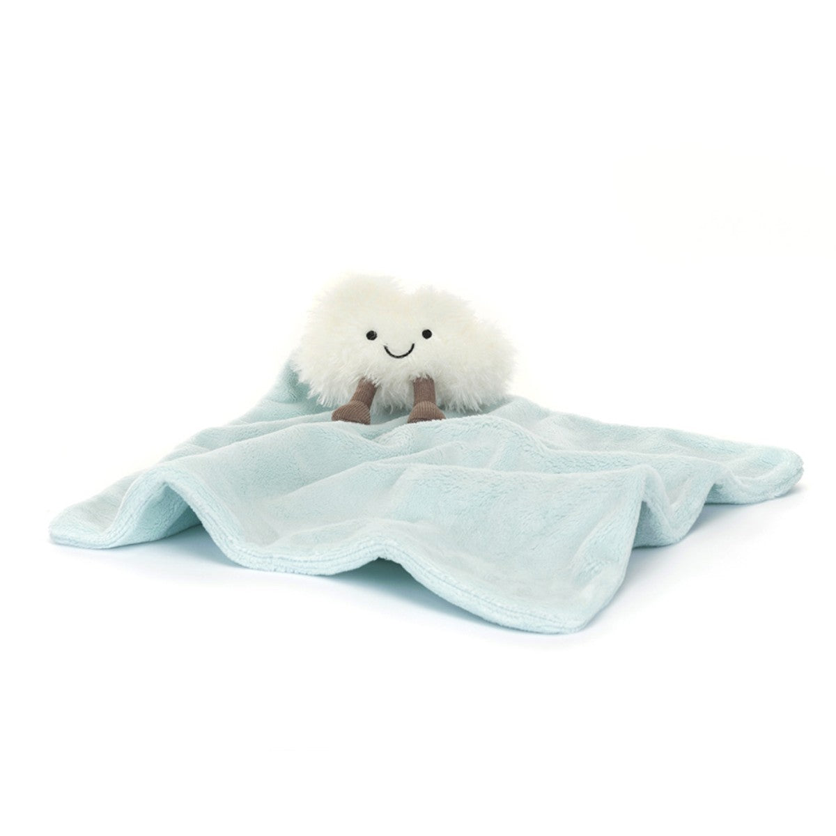 Baby Jellycat bamse, Bashful nusseklud - sky, lyseblå klud med hvid sky