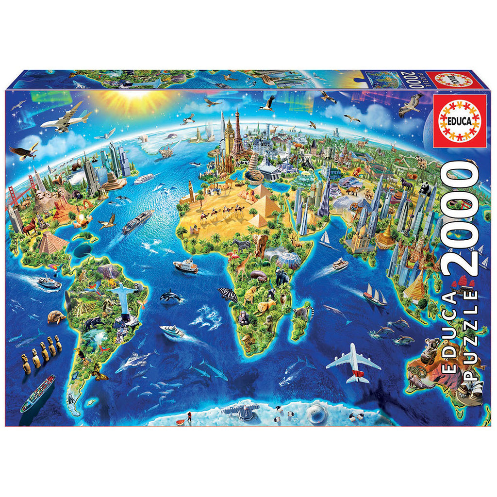Educa puslespill, World landmarks globe, Klodens severdigheter – 2000 brikker