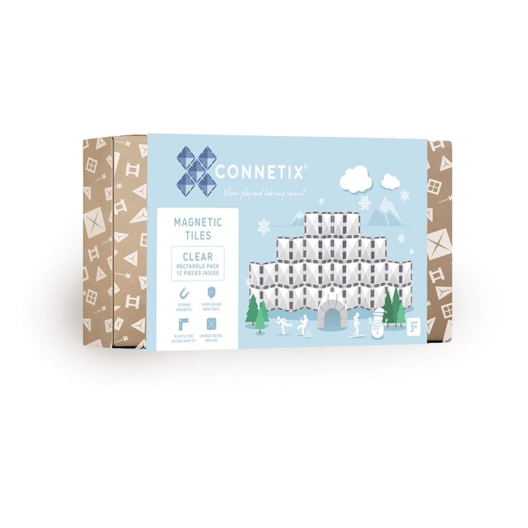 Connetix Ractangle Pack, Magnetisk byggesæt m. 12 dele - Clear