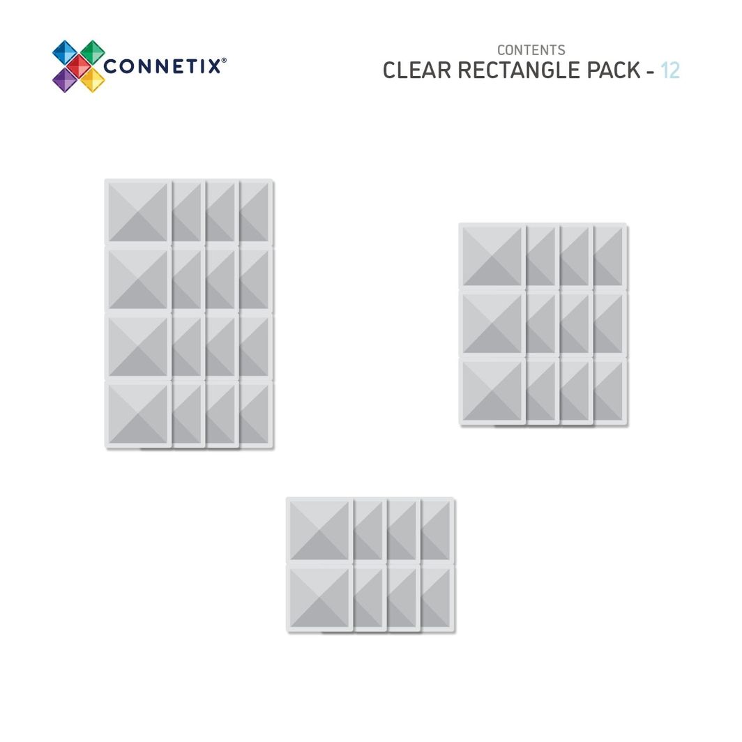 Connetix Ractangle Pack, Magnetisk byggesett med 12 deler - Clear
