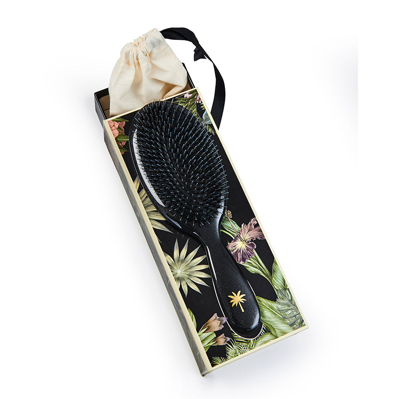 Fan Palm hårbørste, Stardust – Large black glitter