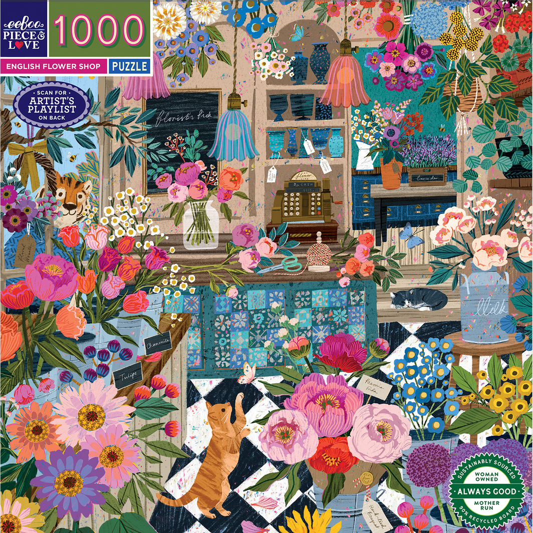eeBoo Puslespill 1000 stk, English Flower Shop