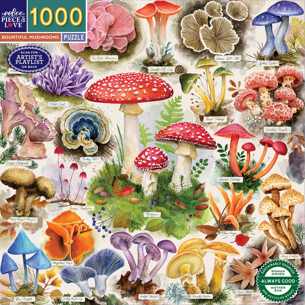 eeBoo Puslespill 1000 brikker, Bountiful Mushrooms