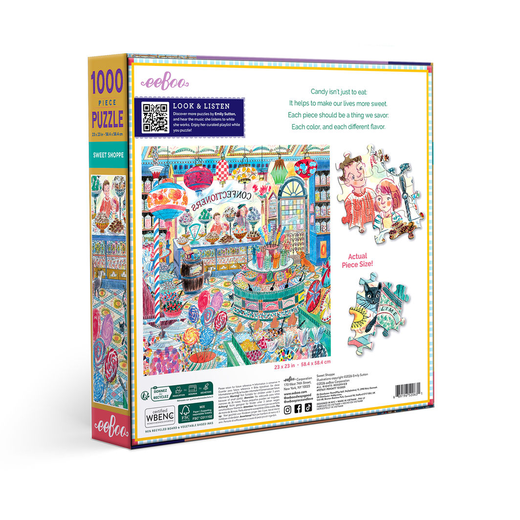 eeBoo Puslespill 1000 brikker, Sweet Shoppe