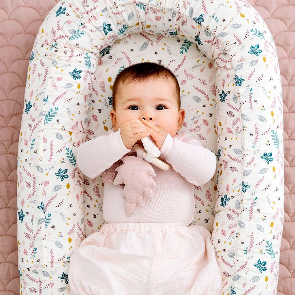 Baby i babynest med bidering.