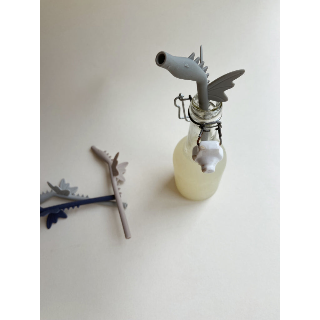 Konges Sløjd Dragon sugerør i silikon, 4 stk. - Forest mix