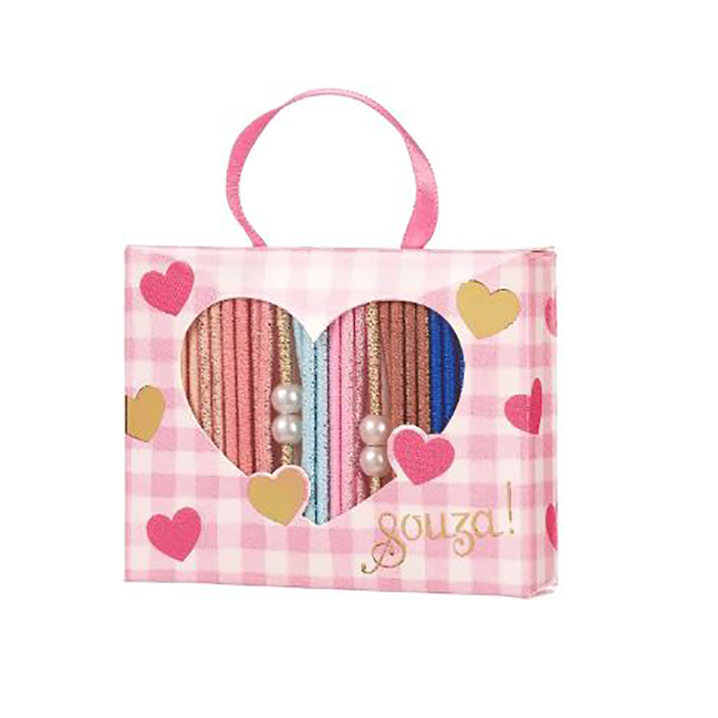 Souza hårelastikker, Lente - 24 stk med glitter og perler.