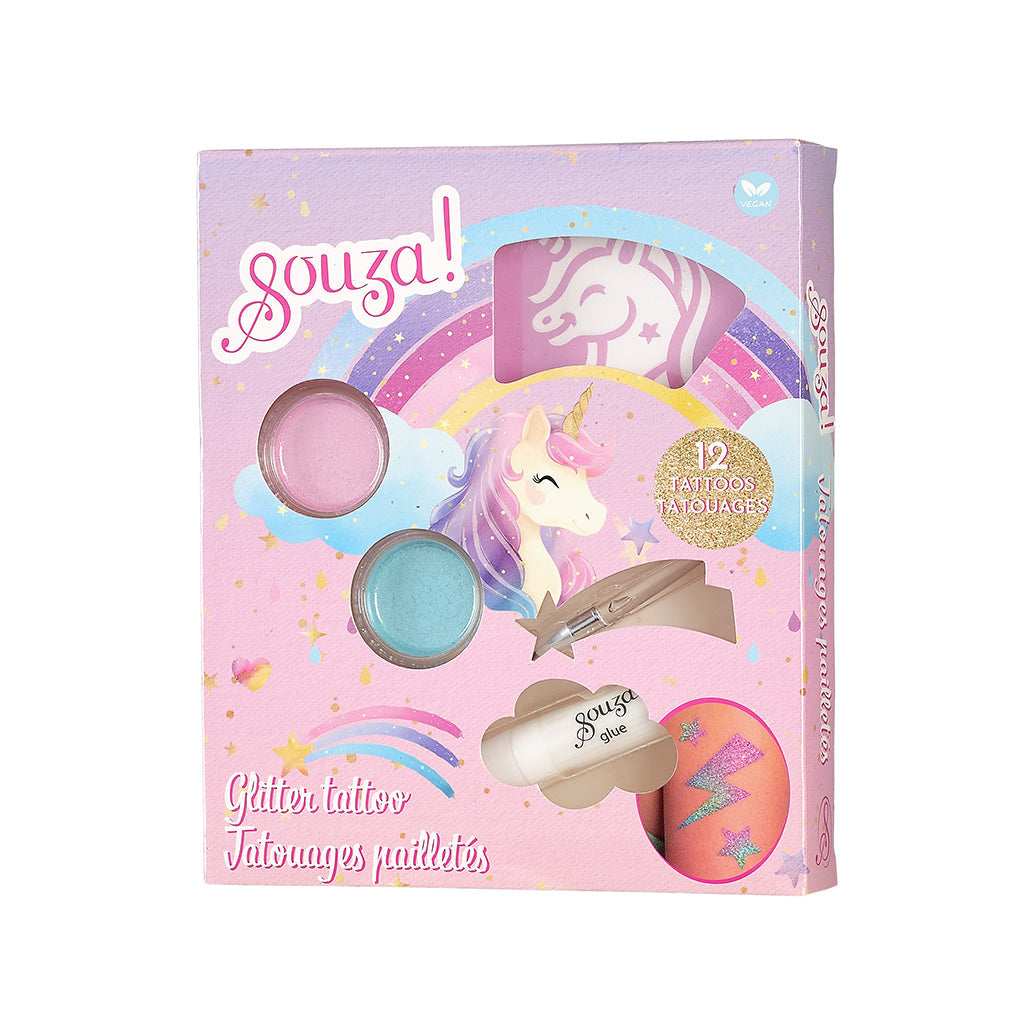 Souza glitter tatoveringssæt, Unicorn
