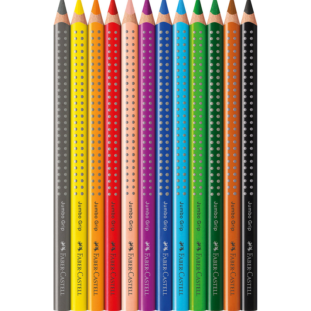 Faber-Castell, 12 stk. trekantede Jumbo Grip fargeblyanter