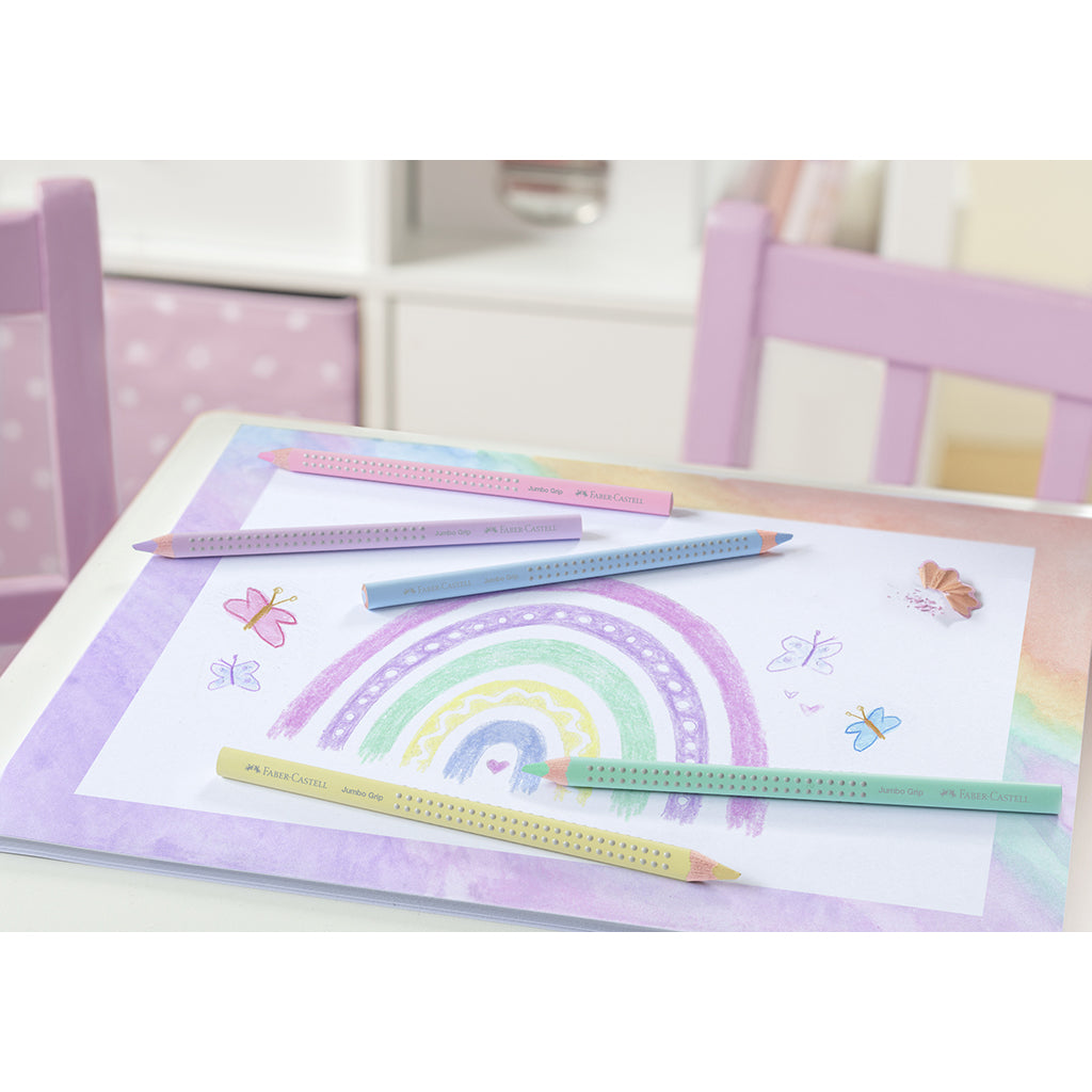 Faber-Castell, 5 stk trekantet Jumbo Grip fargeblyanter, ass.