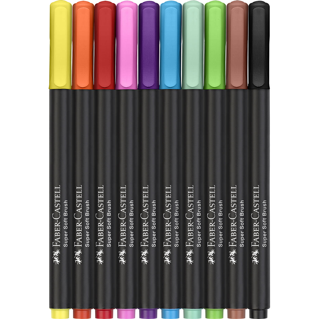 Faber-Castell, Black Edition markørtusjer med penselspiss, 10 stk.