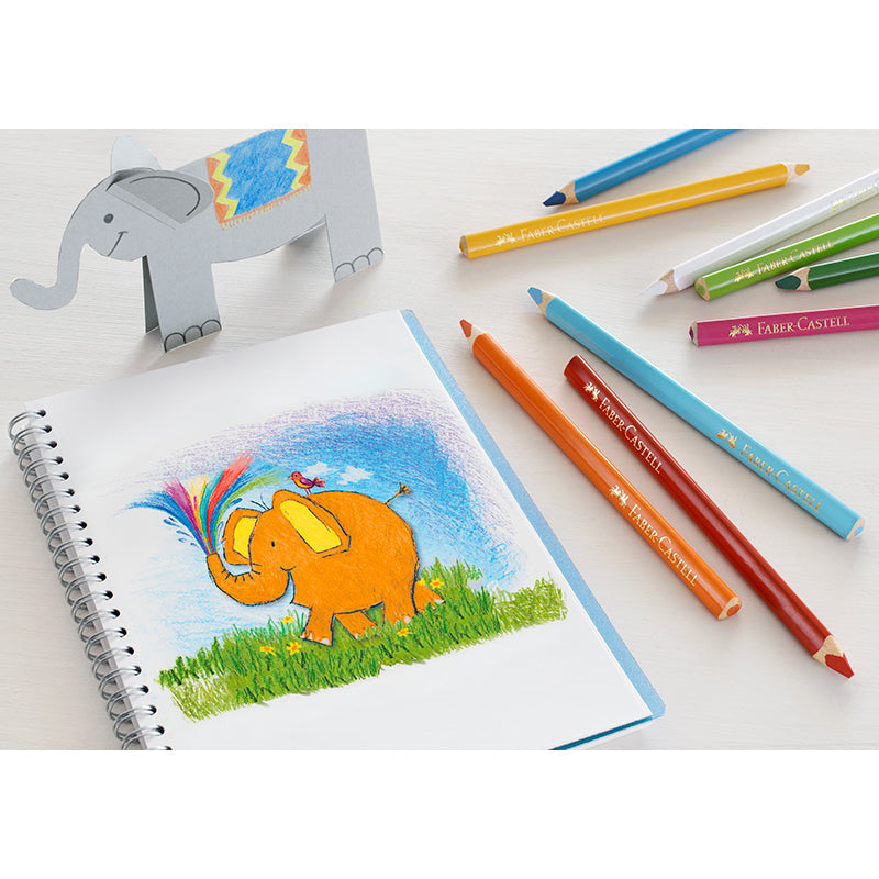 Faber-Castell, 12 stk trekantet Jumbo fargeblyanter m. ekstra bred spiss
