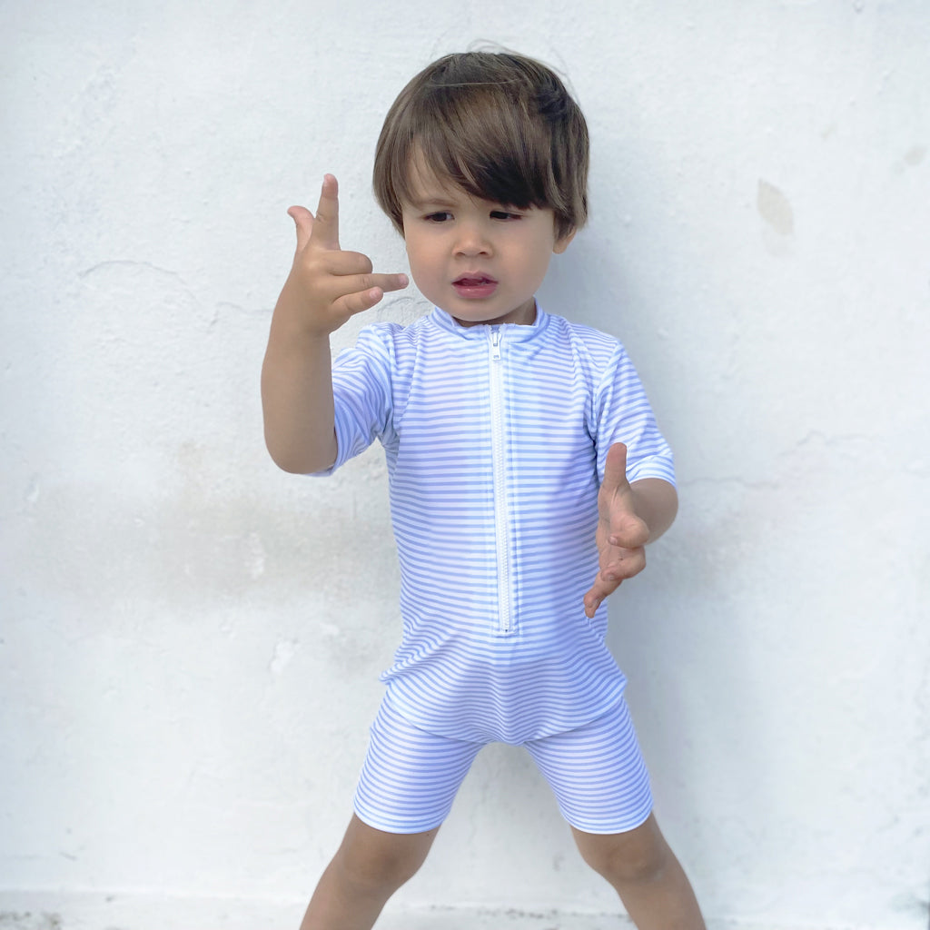 Petit Crabe UV drakt m. glidelås, Natsu, Baby blue/white - 0-8 år