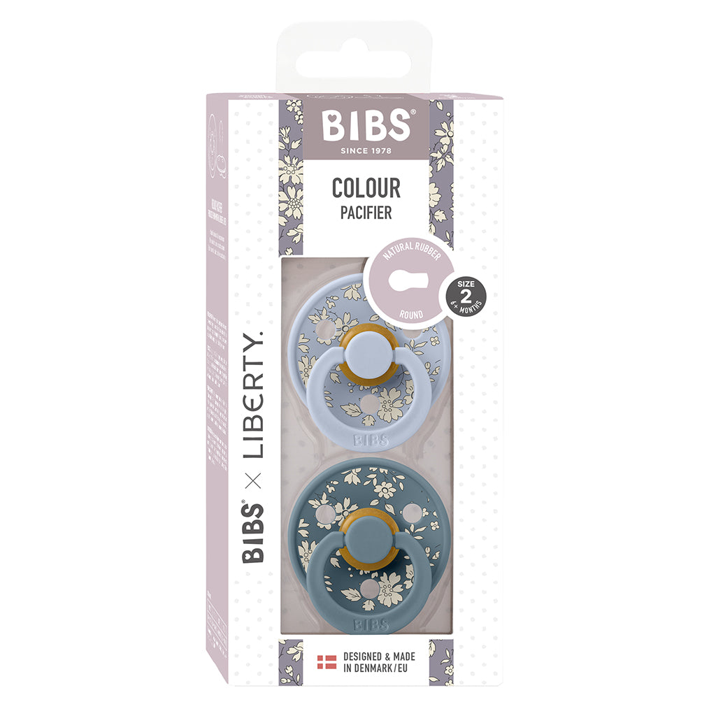 Bibs Liberty 2-pak Colour sutter i naturgummi str 2 Capel Dusty Blue Mix