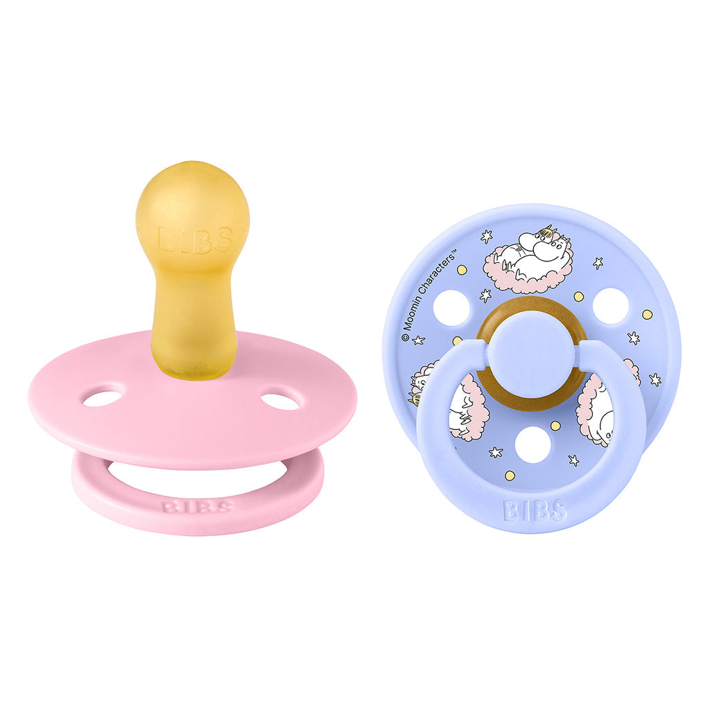 Bibs smokk i naturgummi, 2-pak, str. 2 – Moomin, Dreaming – Baby Pink mix