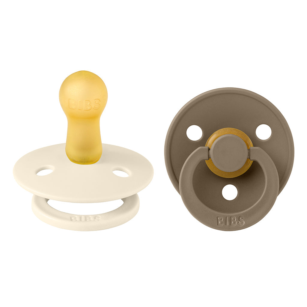 Bibs 2-pakning, smokker i naturgummi, str. 2 - Ivory/Dark Oak