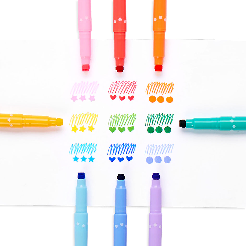Ooly Confetti stempel-tusjer, doble - 9 stk.
