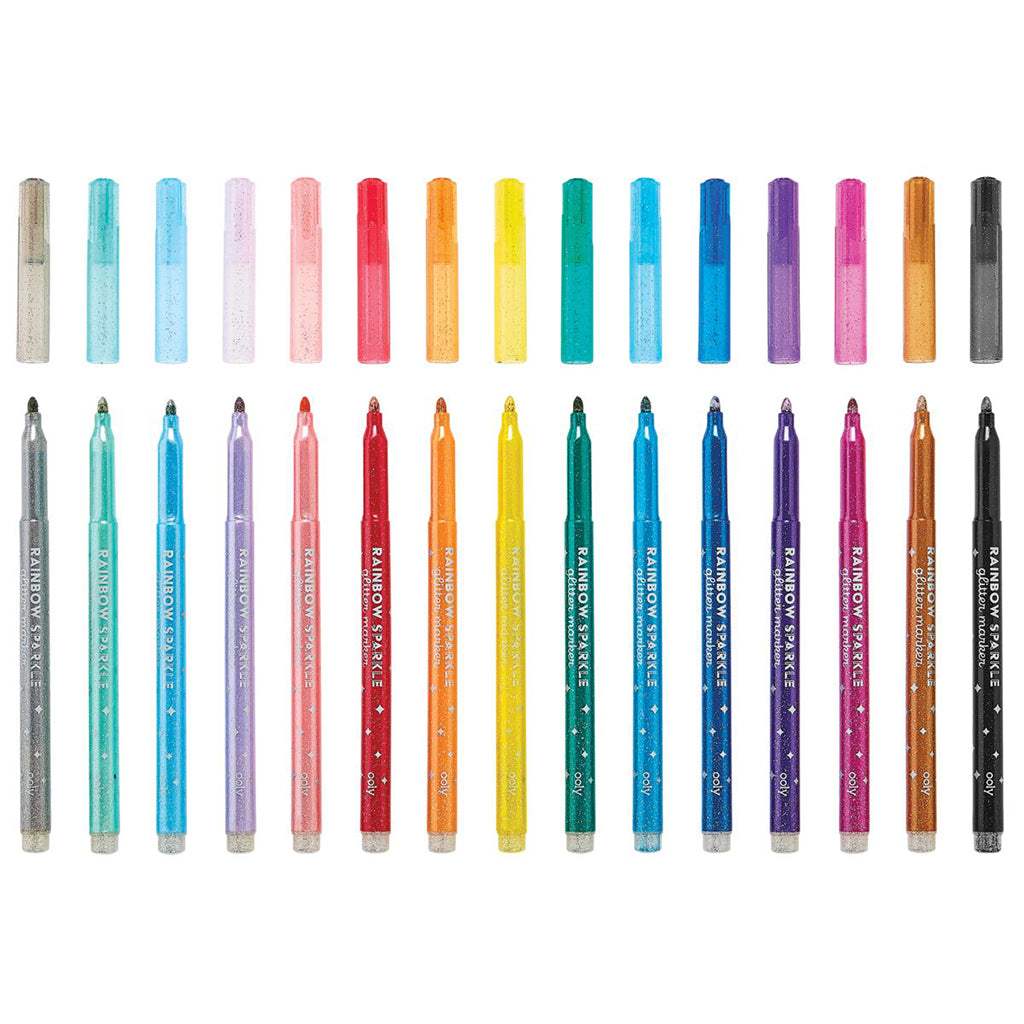 Ooly Rainbow sparkle glitter tusjer, 15 stk