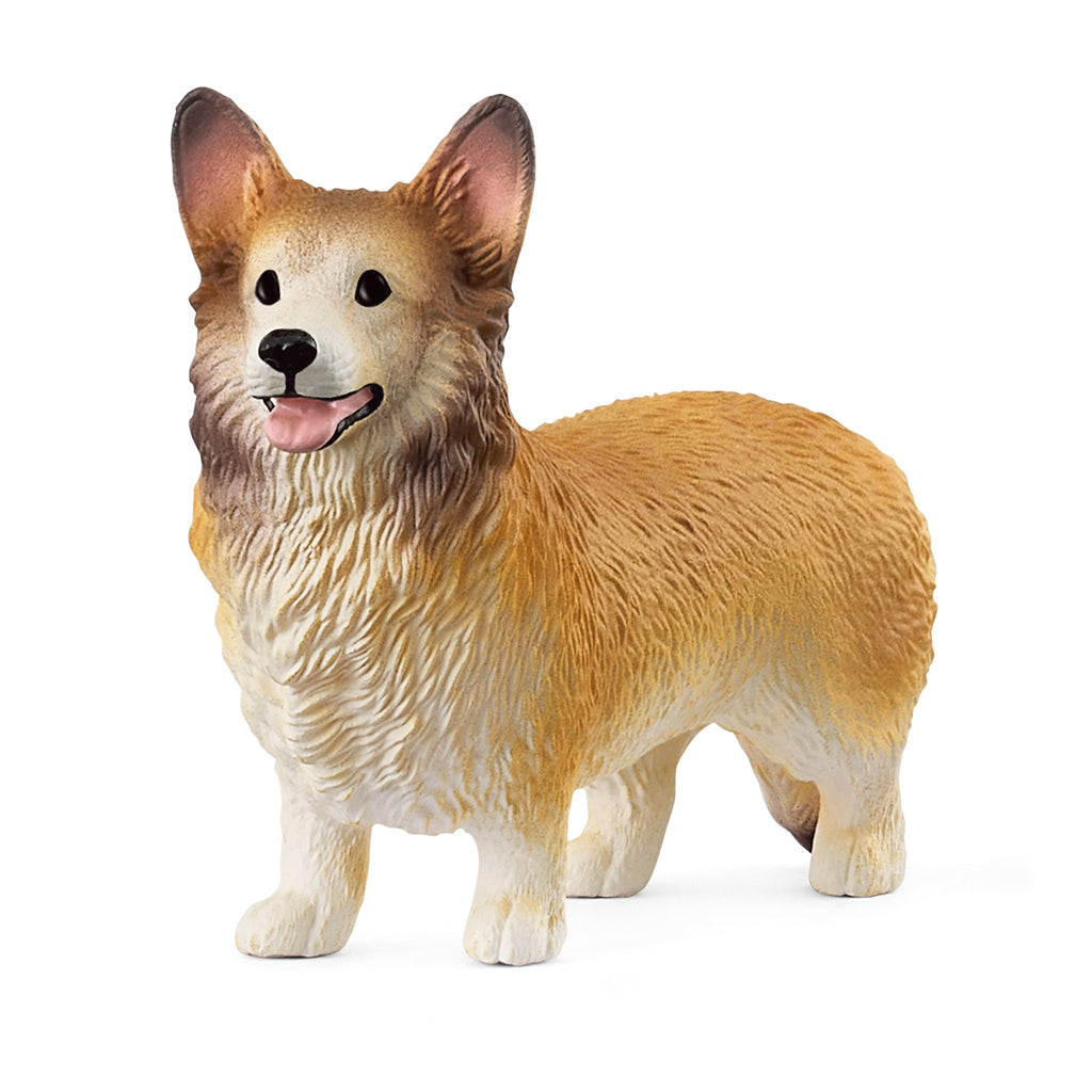 Schleich Welsh Corgi figur, detaljeret orange og hvid hund
