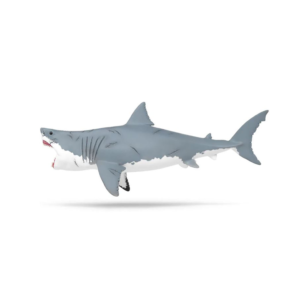 Schleich Megalodon legetøjsfigur af grå haj med åben mund