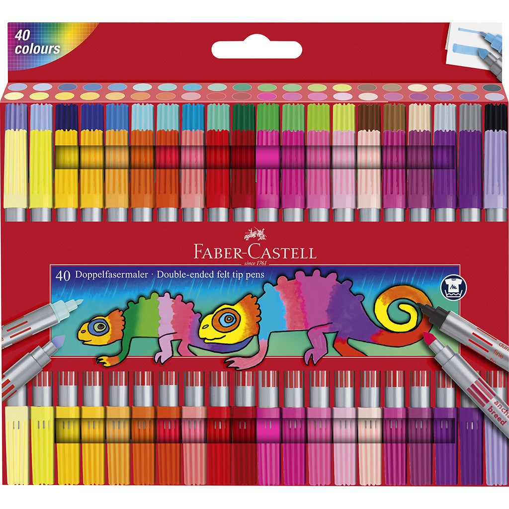 Faber-Castell dobbelte filt tuscher med tyk og tynd spids, 40 stk