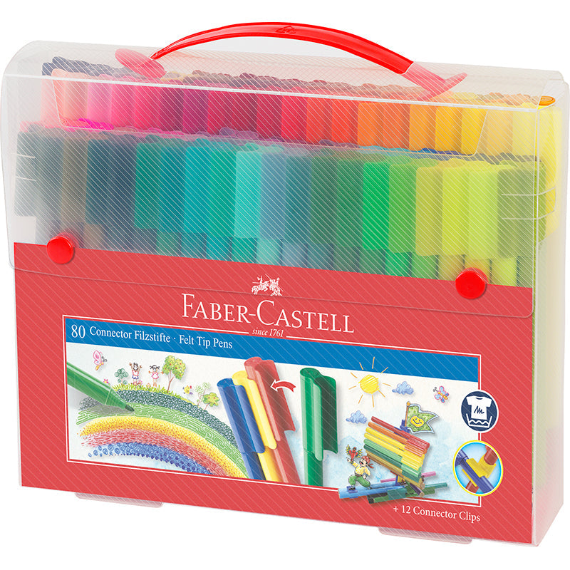 Faber-Castell, Tusjer m. connector i koffert - 80 stk.