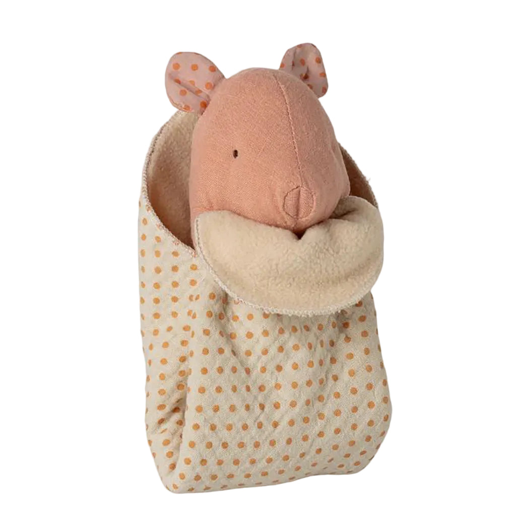 Maileg Lullaby friends, Gris bamse, Mini - Lyserød