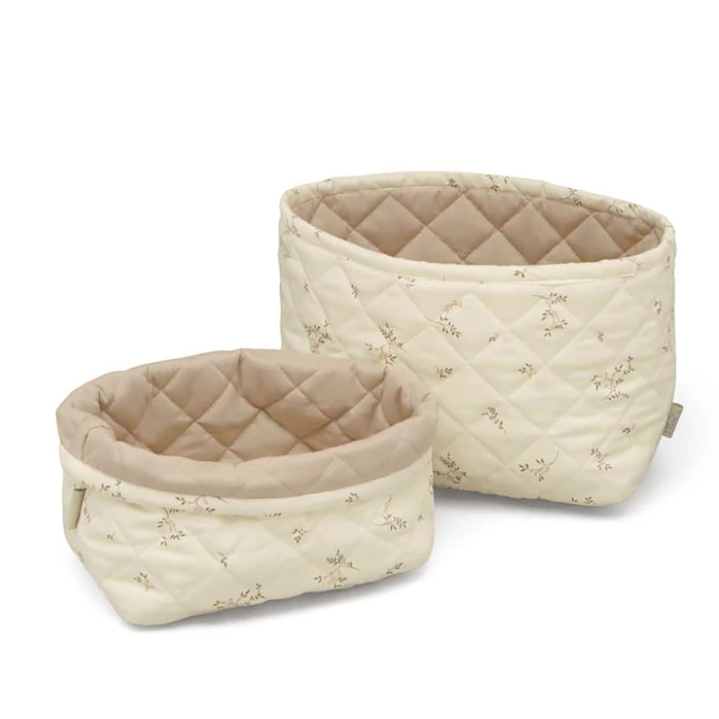 Cam Cam quiltet oppbevaringskurv i stoff, sett med 2 størrelser - Ashley