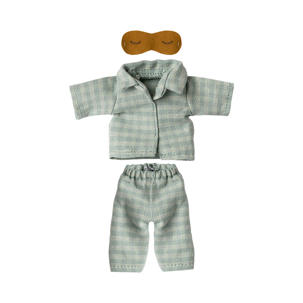 Maileg dukketøj til far mus, Pyjamas i mint/sand